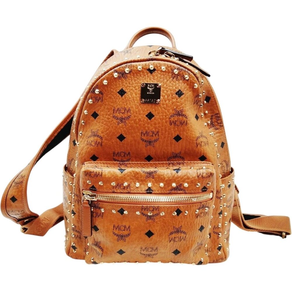 (L4) MCM Backpack Bag Brown PVC